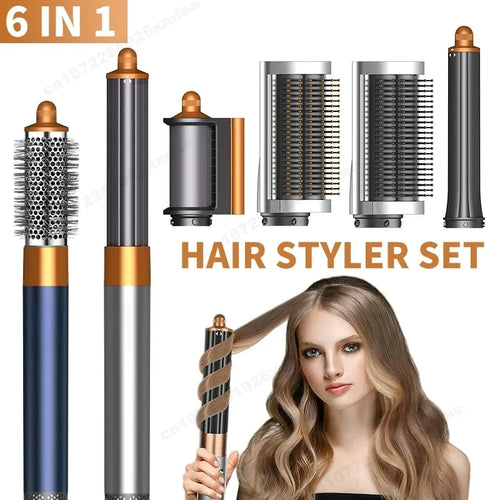 6 in 1 Hair Styler High-Speed Negative Ion Hair Dryer Multi Hair Styler Professional Blow Dryer Brush for Curling Gift for Women