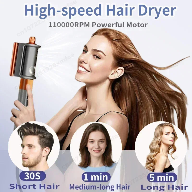 Sèche-cheveux 6 en 1 à ions négatifs haute vitesse, brosse de coiffage professionnelle pour boucler les cheveux - Cadeau idéal pour les femmes