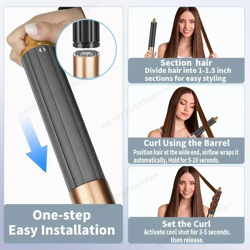 Sèche-cheveux 6 en 1 à ions négatifs haute vitesse, brosse de coiffage professionnelle pour boucler les cheveux - Cadeau idéal pour les femmes