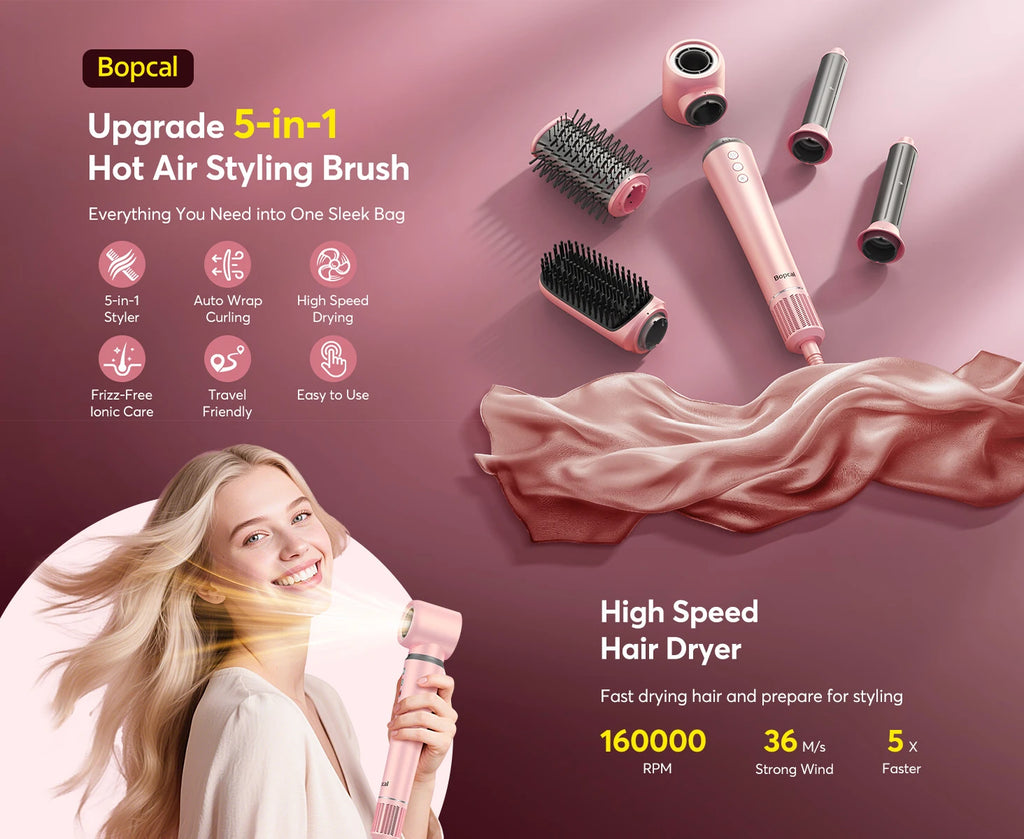 Hairstyler 5-in-1 with Coanda Effect + Hairstyler with 160,000 RPM and 500 million negative ions with Gift Box +